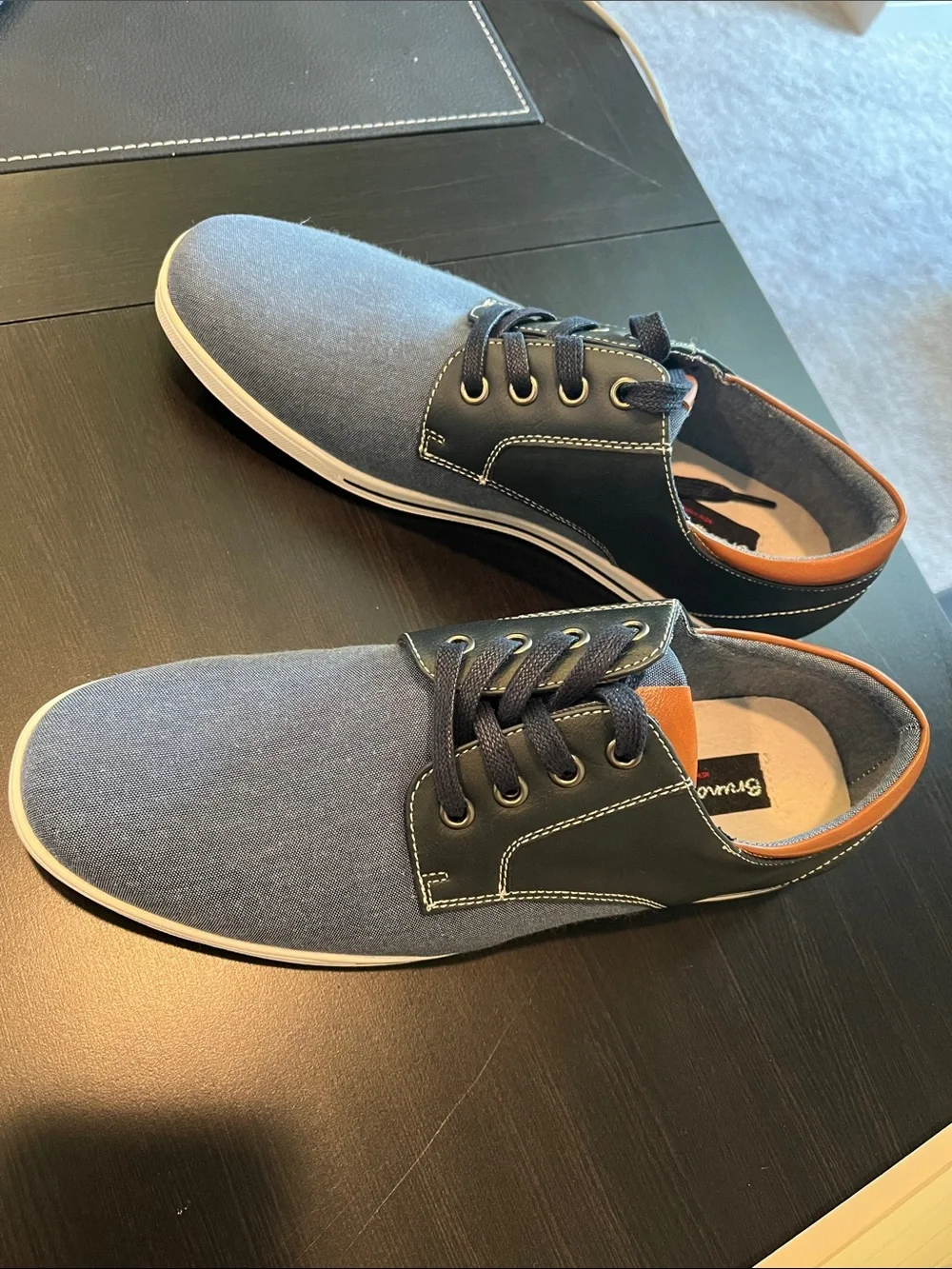 Navy Canvas & Trim Casual Dress Shoes